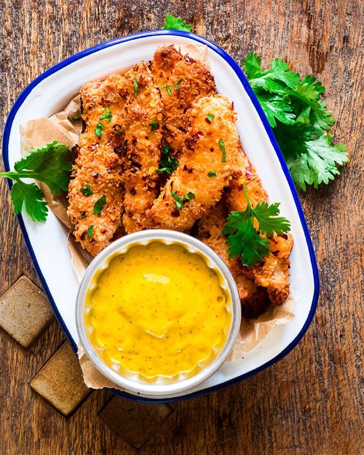 Coconut Crusted Chicken Tenders With Mango Mustard Dipping Sauce Recipe