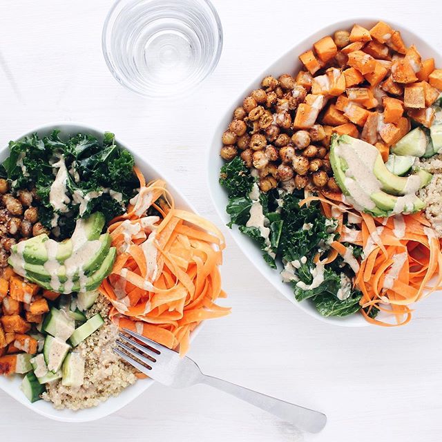 Sweet Potato, Chickpea & Kale Buddha Bowl With Tahini Sauce by