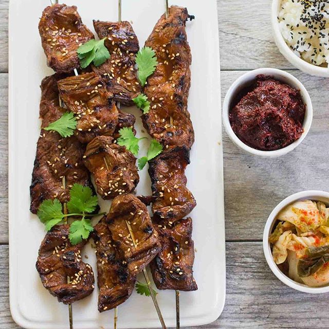 Korean Beef Skewers With Gochujang Recipe The Feedfeed