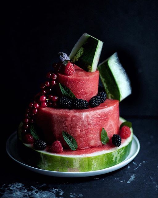 Watermelon Layer Cake With Fresh Berries Recipe The Feedfeed