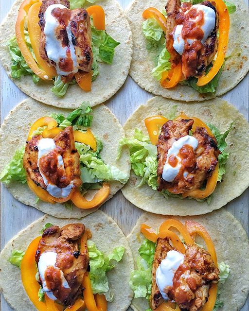 Chipotle And Garlic Marinated Chicken Tacos With Guacamole, Yellow