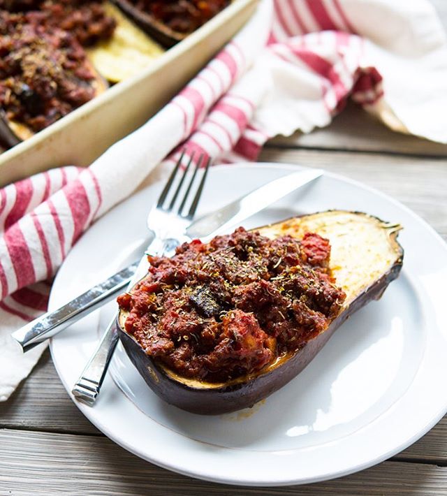 Baked Italian Eggplant Stuffed With Sausage Recipe The Feedfeed
