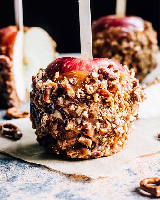 Caramel Apples With Crunchy Pretzel Toffee Recipe The Feedfeed