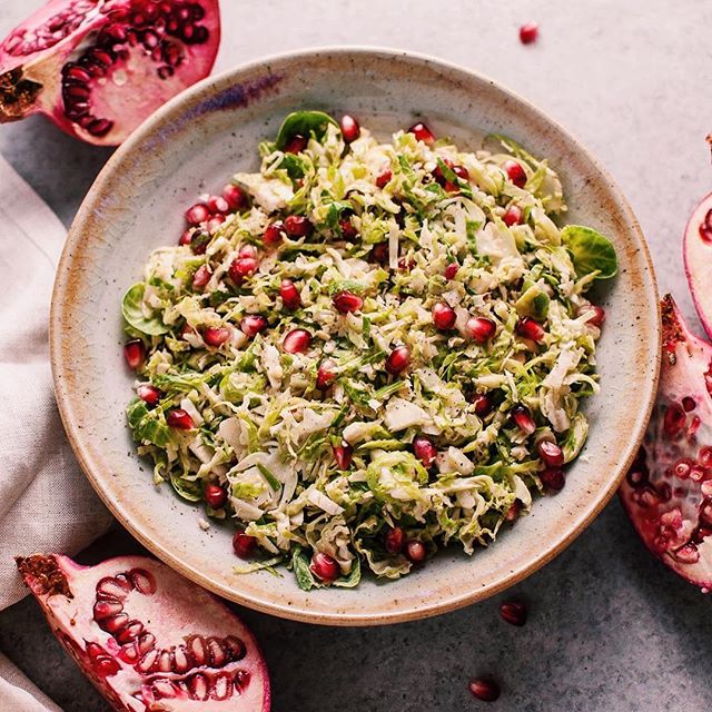 Pomegranate Brussels Sprout Salad With Tahini Dressing Recipe The