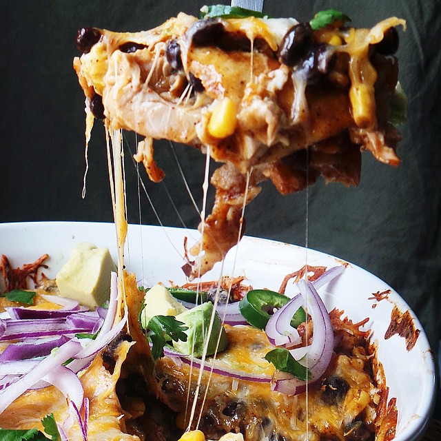 Chicken Enchilada Casserole With Avocado, Red Onion & Low Fat Sour