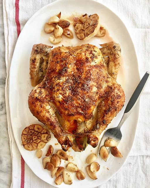 Whole Roast Chicken With 40 Cloves Of Garlic Recipe The Feedfeed