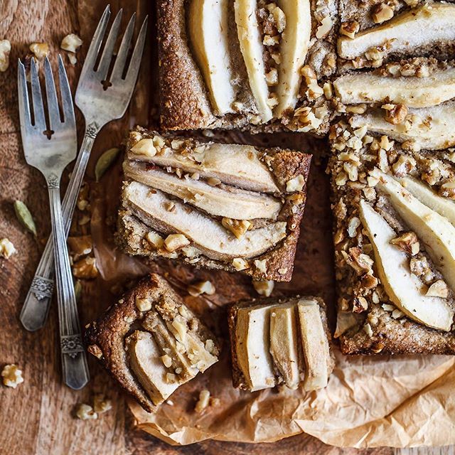 Pear And Cardamom Spiced Coffee Cake With Walnuts Recipe The Feedfeed