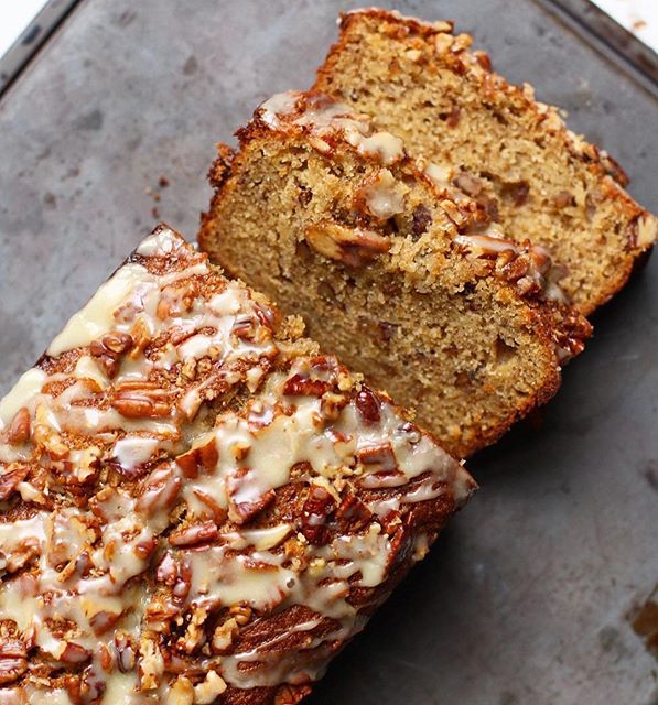 Brown Butter Banana Bread With Pecans And Vanilla Brown Butter Glaze Recipe The Feedfeed