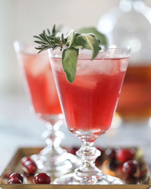 Cranberry Bourbon Cocktail With Rosemary Sage Syrup by inspiredbycharm