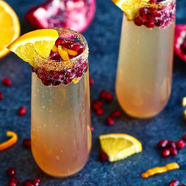 Fresh Orange Juice And Pomegranate Kombucha Mimosas The Feedfeed