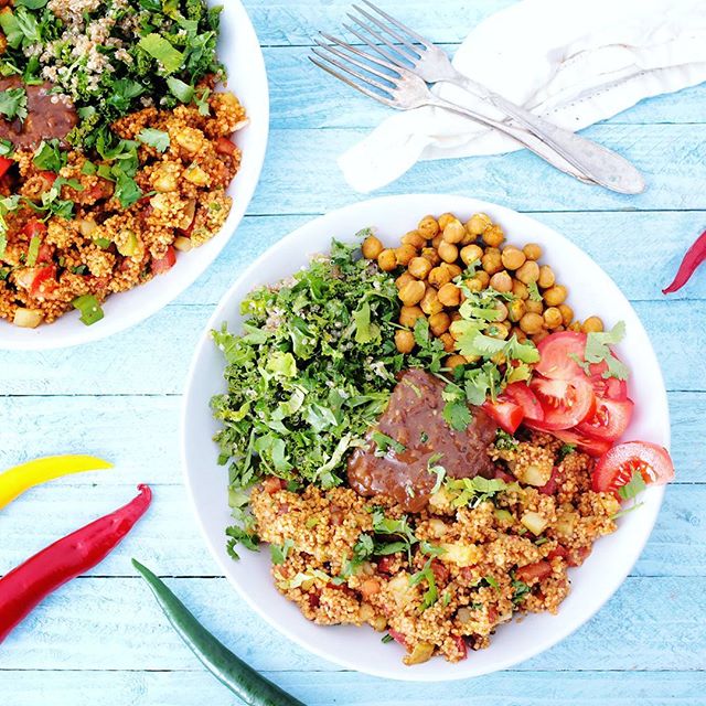 Spiced Couscous Bowls With Tamarind Sauce Recipe The Feedfeed