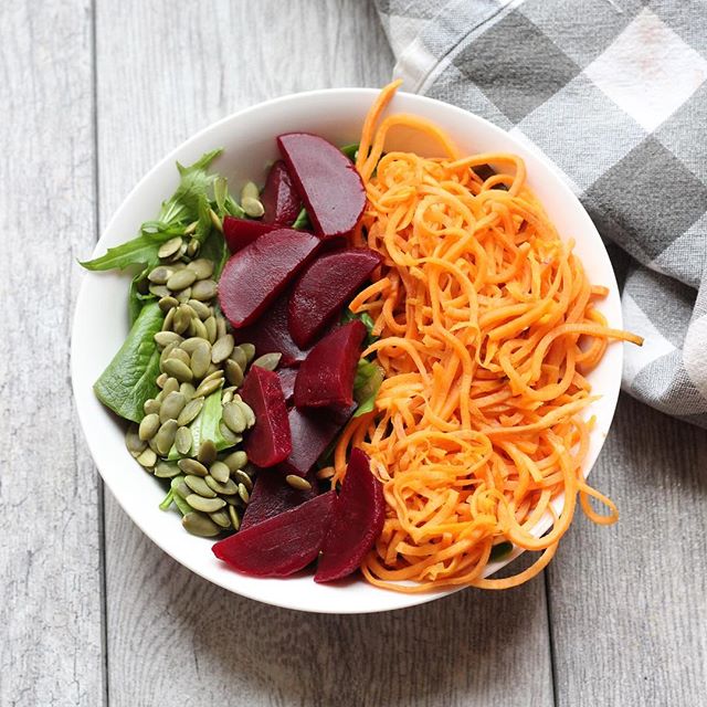 Spiralized Sweet Potato And Beet Salad Recipe The Feedfeed