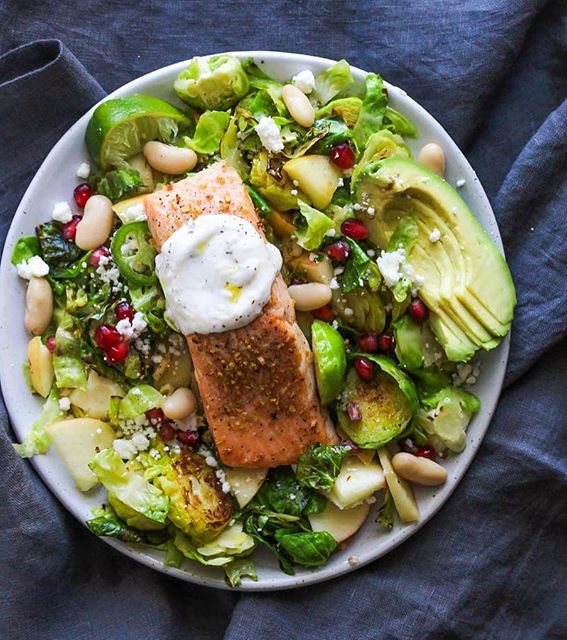 Roasted Salmon And Brussels Sprouts Salad Recipe The Feedfeed
