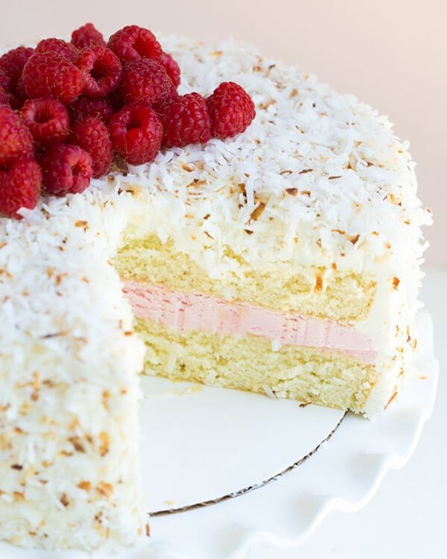 Raspberry Coconut Cake With Marshmallow Frosting Recipe The Feedfeed