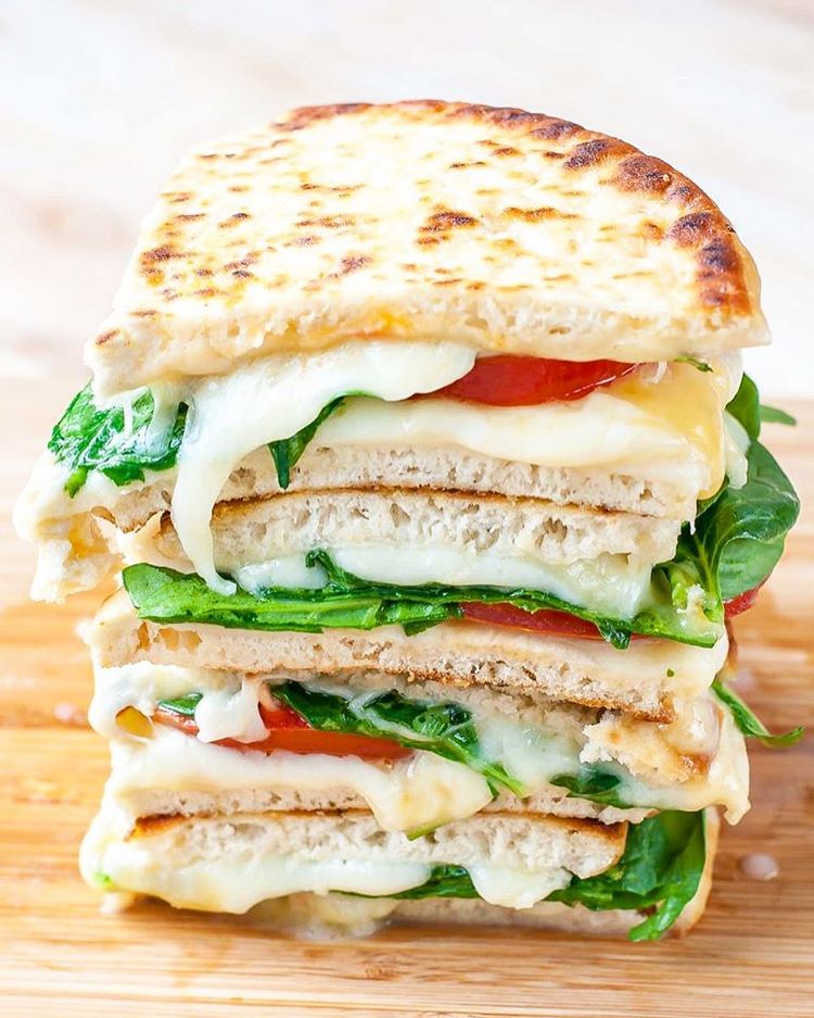Spinach + Tomato Grilled Cheese Pitas Recipe The Feedfeed