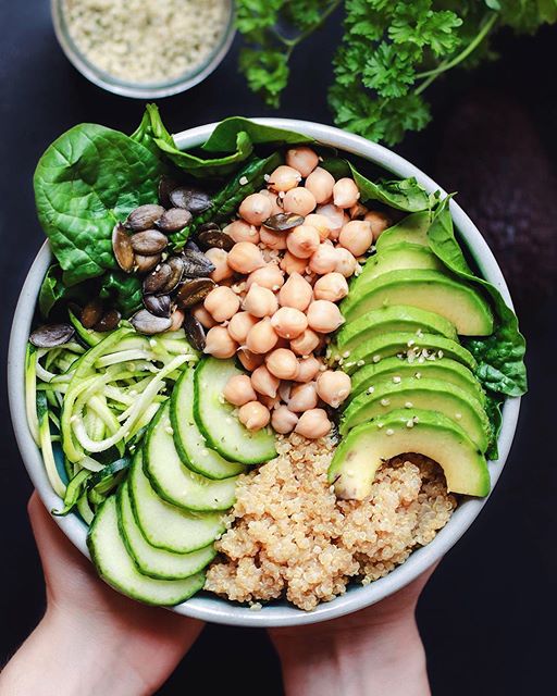 Loaded Green Chickpea And Quinoa Bowl Recipe The Feedfeed