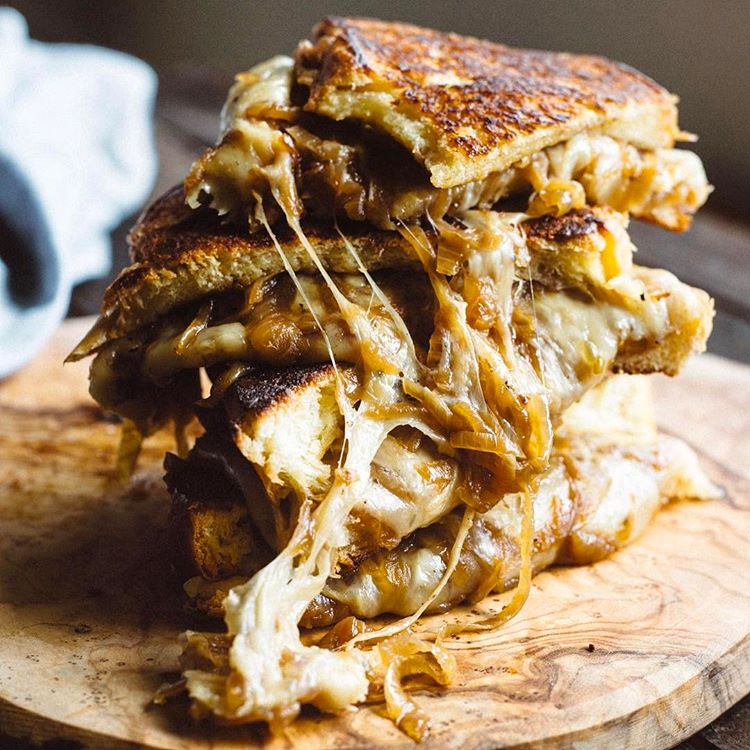 Caramelized Onion & Swiss Grilled Cheese recipe by Nicole Gaffney The