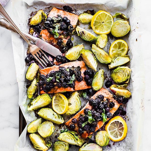 Baked Salmon With Balsamic Basil Blueberries Recipe The Feedfeed
