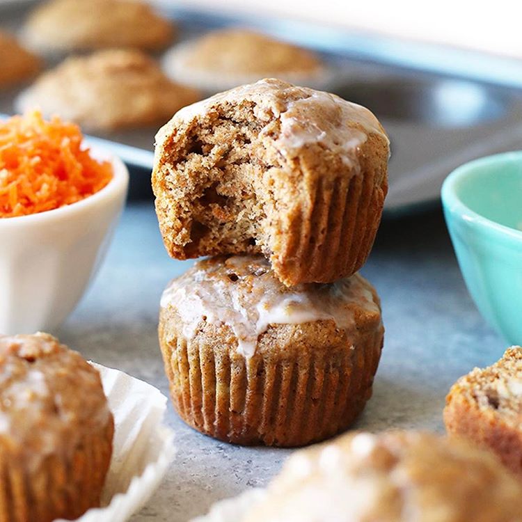 Whole Grain Carrot Cake Muffins With Walnuts And Glaze The Feedfeed