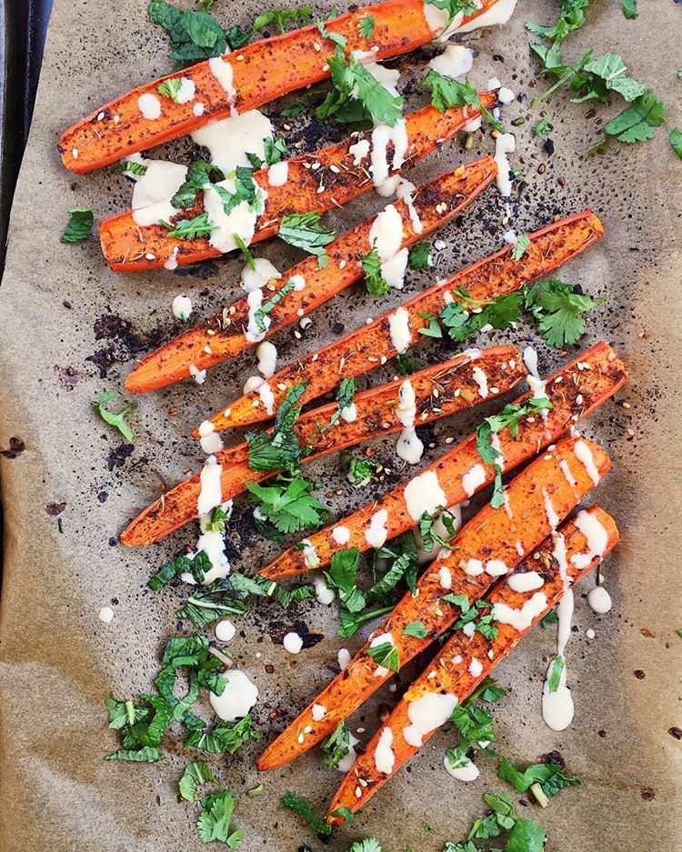Sumac Roasted Carrots With Tahini Dressing Recipe The Feedfeed