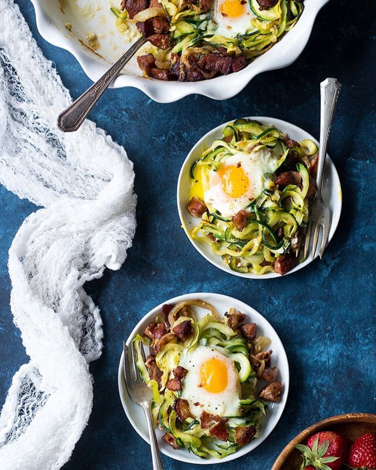Zucchini Noodle Breakfast Skillet With Eggs And Bacon Recipe The Feedfeed