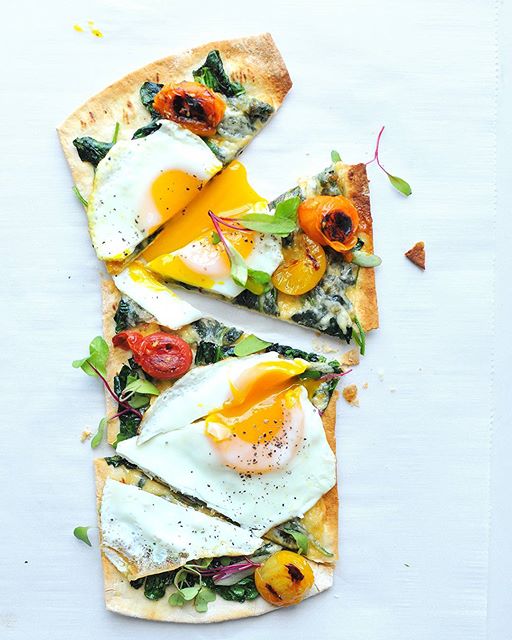 Breakfast Pizza With Garlicky Greens And Fried Eggs Recipe The Feedfeed