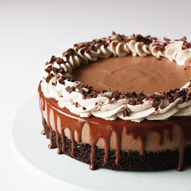 Chocolate Ganache Mousse Cake With Chocolate Whipped Cream Recipe The