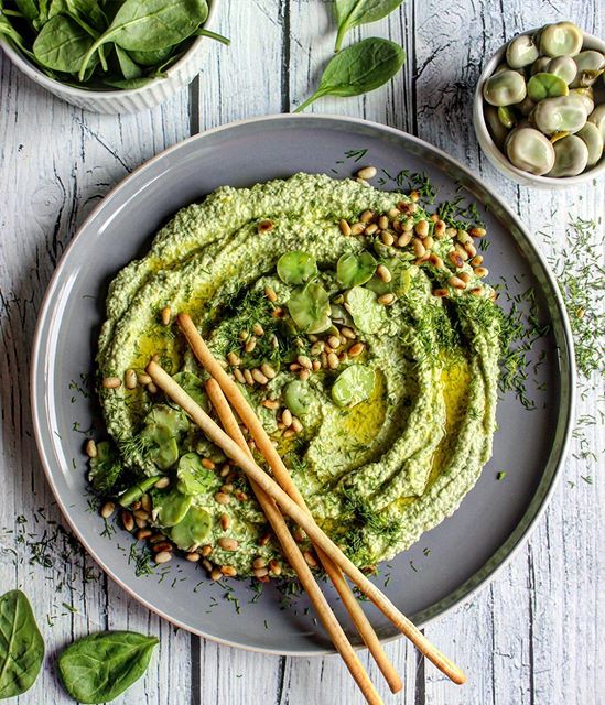 Fava Bean Hummus With Spinach, Feta & Dill by olala_cooking Quick