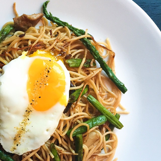 Asparagus Noodles With Fried Egg Recipe The Feedfeed