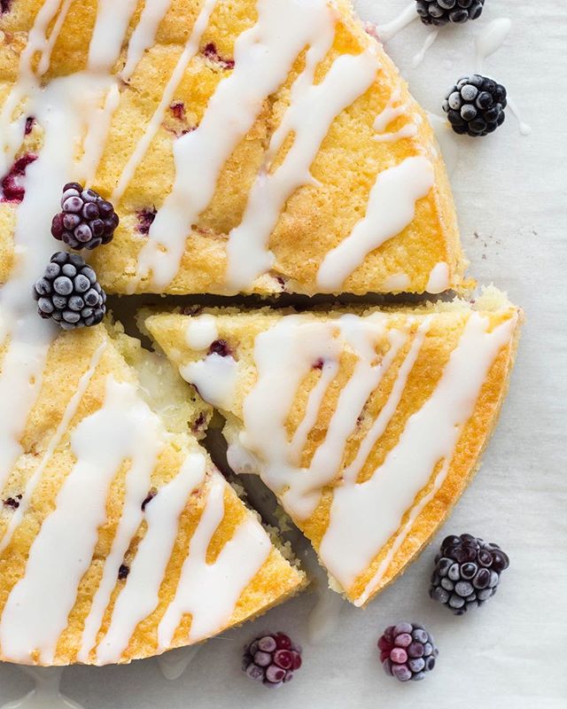 Blackberry Lemon Olive Oil Cake With Greek Yogurt Glaze by