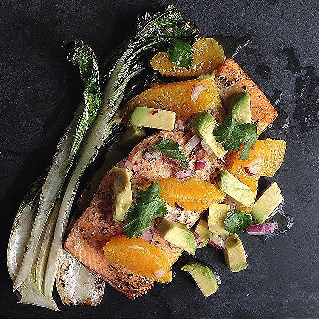 Grilled Salmon And Bok Choy With Orange And Avocado Recipe The Feedfeed