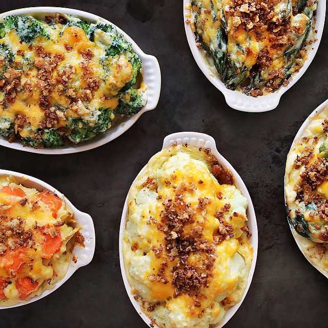 Vegetable Casseroles Of Brussels Sprouts, Carrots, Cauliflower Or