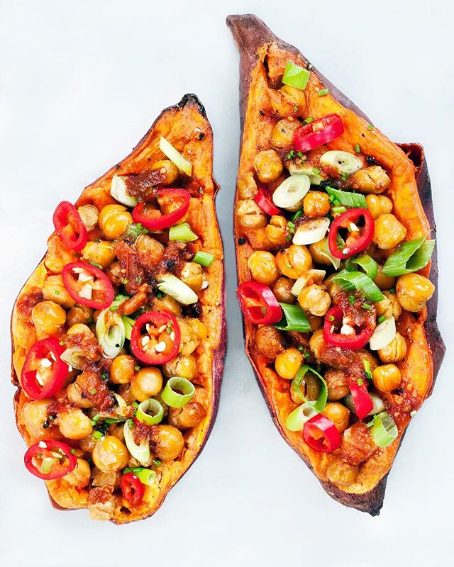 Sweet Potatoes Topped With Crispy Chickpeas Recipe The Feedfeed