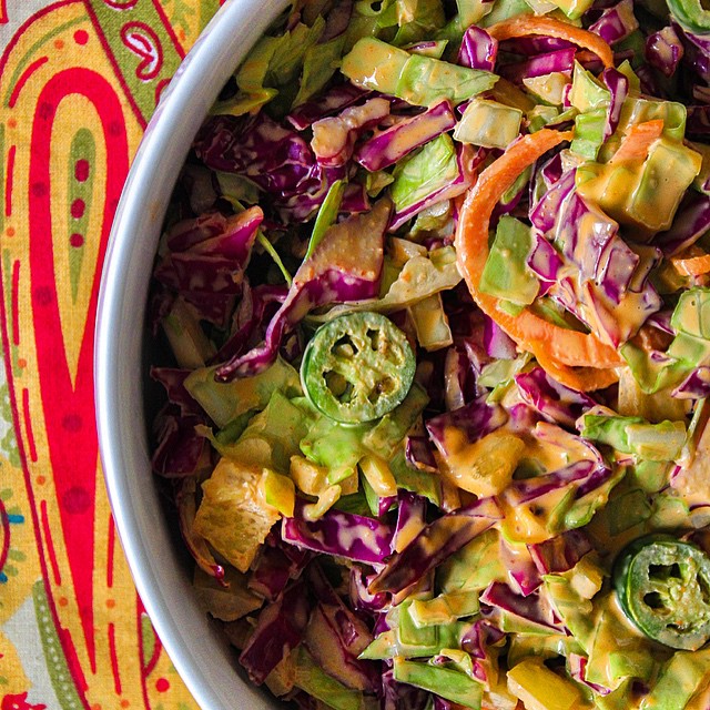 Southwestern Cole Slaw With Sriracha Mayonnaise Served With Pork Ribs