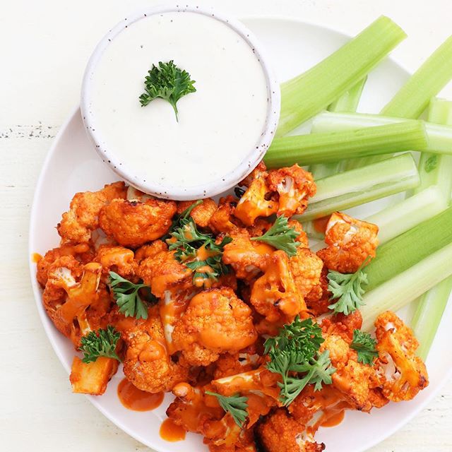 Buffalo Cauliflower With Blue Cheese Sauce The Feedfeed