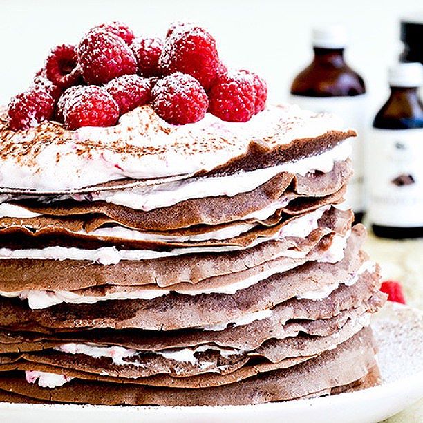 Chocolate Crepe Cake With Raspberry Cream by floatingkitchen Quick