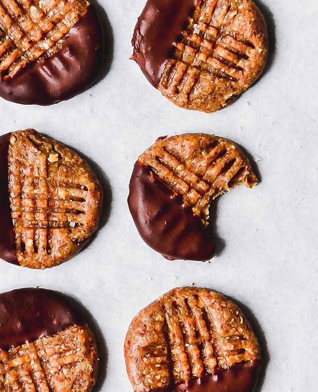 Chocolate Dipped Salted Almond Date Cookies by breakfastnbowls Quick & Easy Recipe The Feedfeed