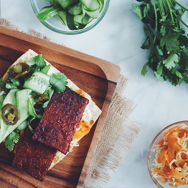 Bbq Tempeh Banh Mi Sandwiches With Pickled Jalapenos by hotforfood