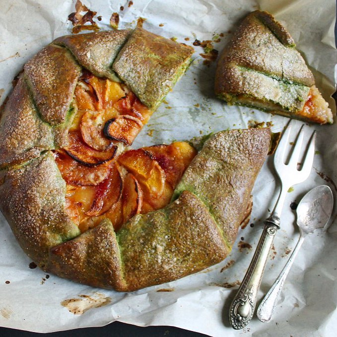 Spinach Pastry Galette Filled With Nectarine & Frangipane recipe