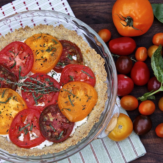 Heirloom Tomato And Goat Cheese Tart With Goat Cheese & Fresh Thyme by
