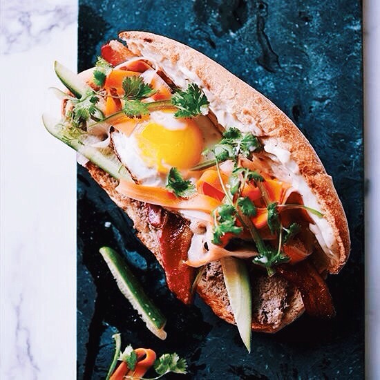Breakfast Banh Mi Sandwiches With Cucumber, Bacon & Fried Egg Recipe