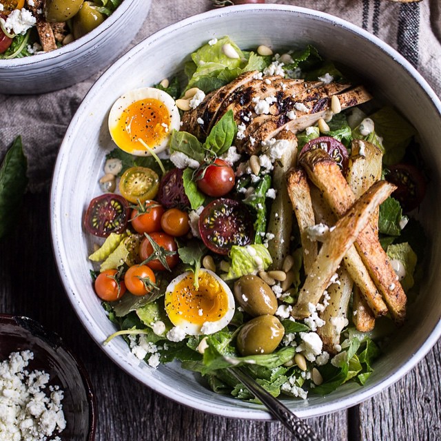 Greek Gyro Salad With Grilled Chicken, Kale, Basil & Greek Yogurt