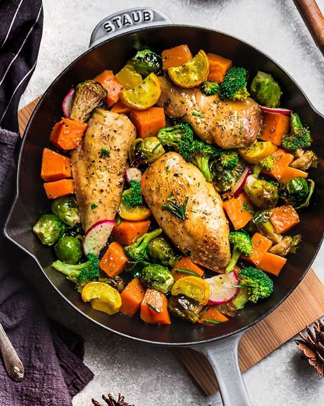 Harvest Chicken with Pumpkin, Brussels Sprouts, Broccoli & Yellow