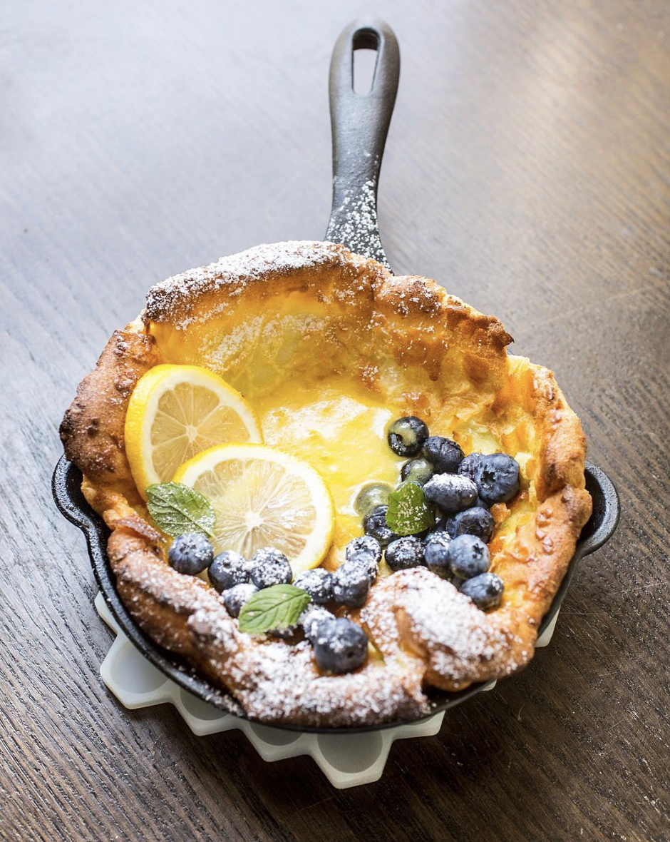 Mini Dutch Babies with Lemon Curd and Blueberries by nerdswithknives