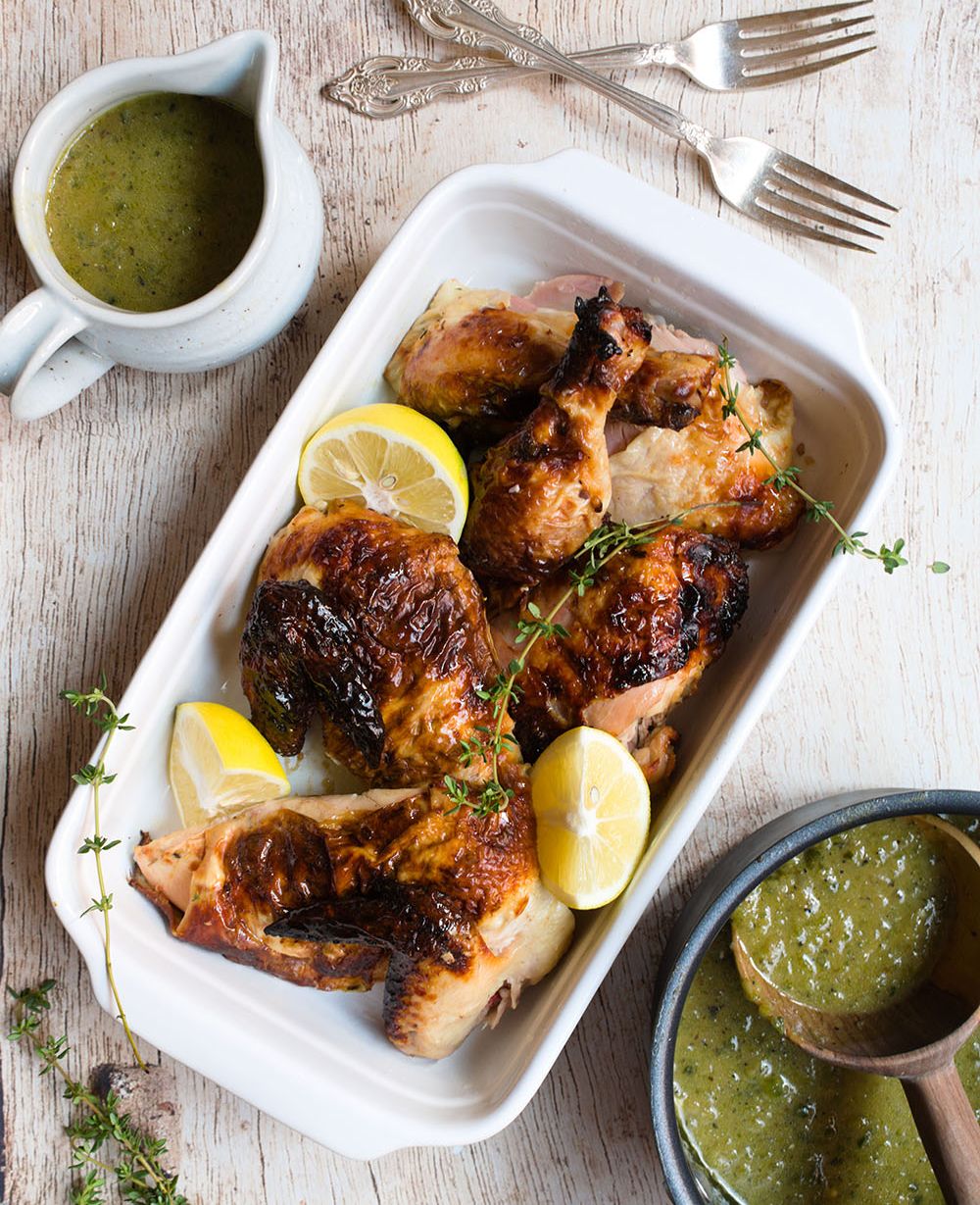 Buttermilk Herb Roasted Chicken with Poblano Gravy Recipe The Feedfeed