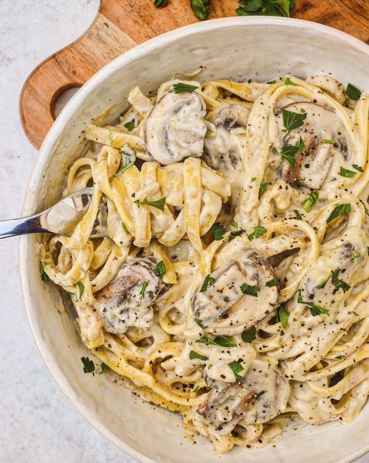 Creamy Mushroom Vegan Fettuccine Alfredo Recipe The Feedfeed