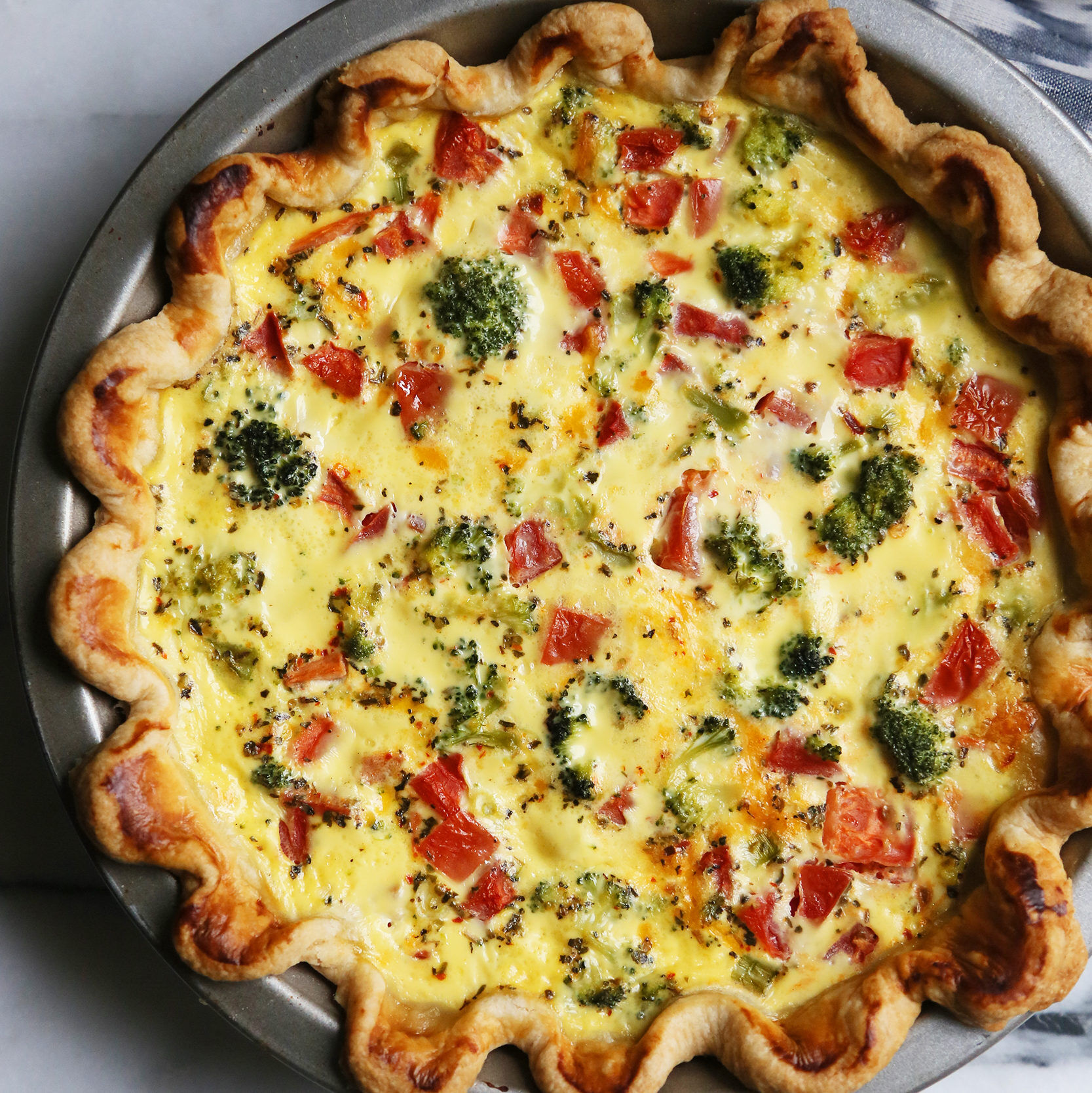 Broccoli Cheddar and Tomato Quiche Recipe The Feedfeed