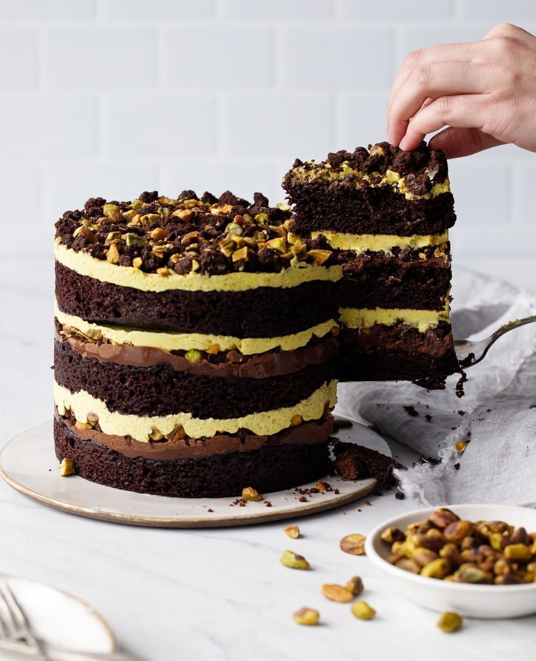 Chocolate and Pistachio Layer Cake Recipe The Feedfeed