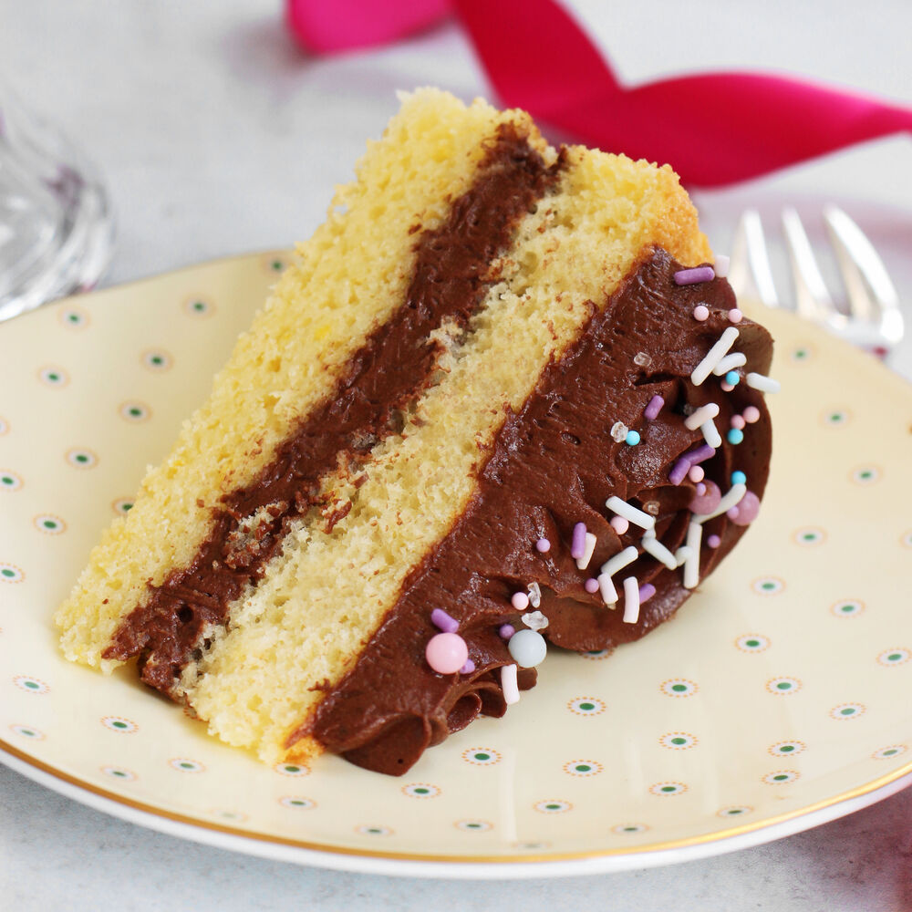 Yellow Vanilla Cake with Whipped Chocolate Ganache Recipe The Feedfeed