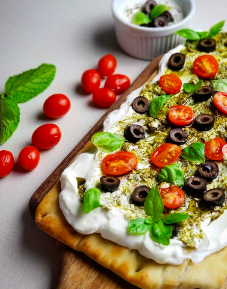Pesto Olive Flatbread Recipe The Feedfeed